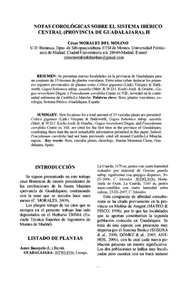 Notas Corologicas Sobre El Sistema Iberico Central (Provincia De Guadalajara), Ii