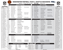 WASHINGTON FOOTBALL TEAM VS. SEATTLE SEAHAWKS Week 15 — Sunday, Dec
