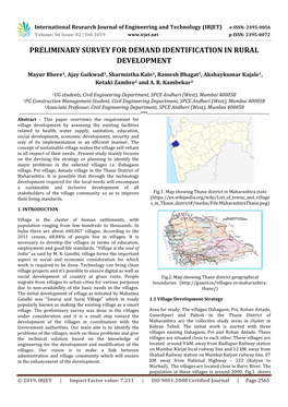 Preliminary Survey for Demand Identification in Rural Development