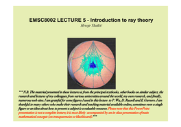 EMSC8002 LECTURE 5 - Introduction to Ray Theory Hrvoje Tkalčić