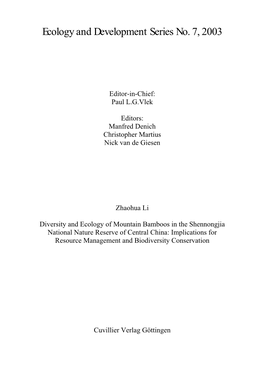 Ecology and Development Series No. 7, 2003