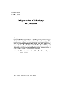 Indigenization of Ramayana in Cambodia