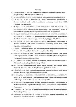 POSTERS 1. S. BAKAYEVA & Y. TUZYAK: Foraminiferal Assemblage