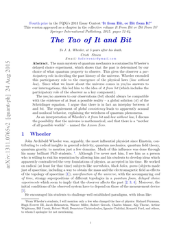 The Tao of It and Bit