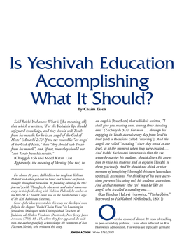 Is Yeshivah Education Accomplishing What It Should? by Chaim Eisen