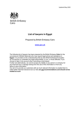 List of Lawyers in Egypt