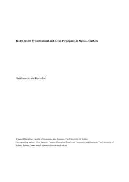 Trader Profits by Institutional and Retail Participants in Options Markets