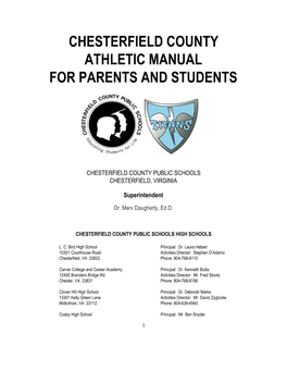Chesterfield County Athletic Manual for Parents And