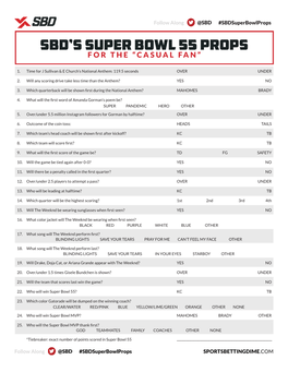 SBD's Super Bowl 55 Props for the 