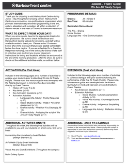 STUDY GUIDE We Are All Treaty People PROGRAMME DETAILS