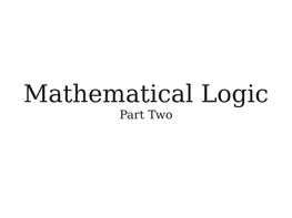 Mathematical Logic Part Two