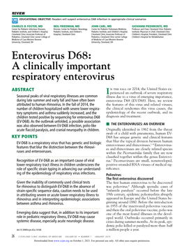 Enterovirus D68 Infection in Appropriate Clinical Scenarios CREDIT CHARLES B