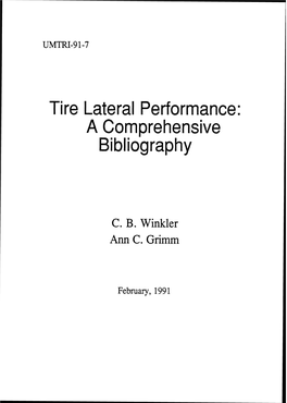 Tire Lateral Performance: a Com~Rehensive