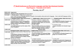 5Th World Conference on Pluricentric Languages and Their Non