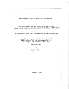 Prehistory of the Lower Piru Creek Drainage Basin (Lopez 1974)