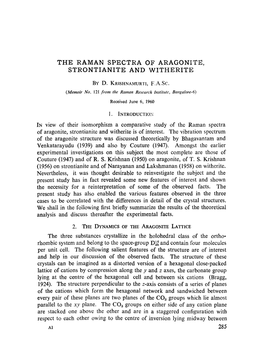 The Raman Spectra of Aragonite, Strontianite and Witherite