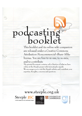 The Steeple Podcasting Booklet a Podcasting Resource Booklet for UK Higher Education