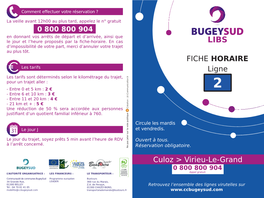 FICHE HORAIRE Ligne Culoz > Virieu-Le-Grand