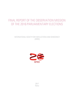 Final Report of the Observation Mission of the 2016 Parliamentary Elections