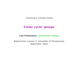 Finite Cyclic Groups