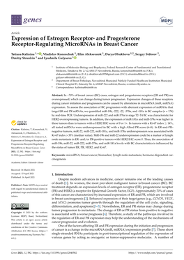 And Progesterone Receptor-Regulating Micrornas in Breast Cancer