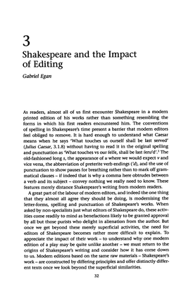 Shakespeare and the Impact of Editing