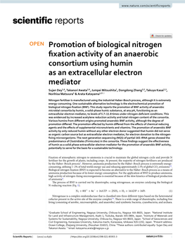 Promotion of Biological Nitrogen Fixation Activity of an Anaerobic Consortium Using Humin As an Extracellular Electron Mediator