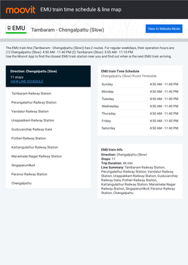 EMU Train Time Schedule & Line Route