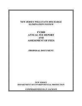 Fy2008 Annual Fee Report and Assessment of Fees