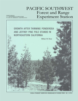 Growth After Thinning Ponderosa and Jeffrey Pine Pole Stands in Northeastern California