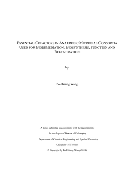 Essential Cofactors in Anaerobic Microbial Consortia Used for Bioremediation: Biosynthesis, Function and Regeneration