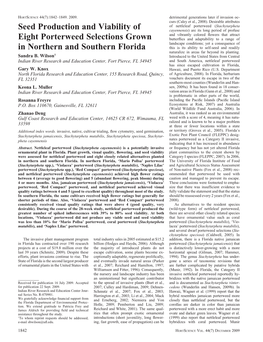 Seed Production and Viability of Eight Porterweed Selections Grown In