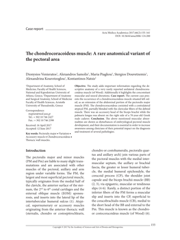 The Chondrocoracoideus Muscle: a Rare Anatomical Variant of the Pectoral Area