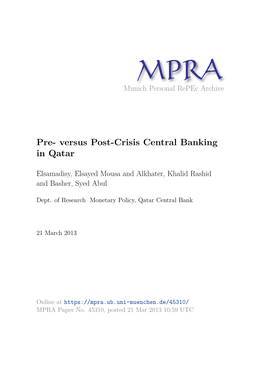 Pre- Versus Post-Crisis Central Banking in Qatar