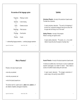 Subfields an Overview of the Language System What Is Phonetics?