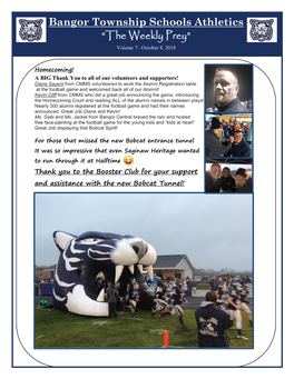 Bangor Township Schools Athletics “The Weekly Prey” Volume 7– October 8, 2018