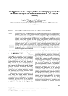 The Application of the Tiangong-2 Wide-Band Imaging Spectrometer Data in the Ecological Environment Evaluation: a Case Study of Kunming