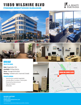 11859 Wilshire Blvd Premier Brentwood Sublease