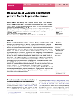 Regulation of Vascular Endothelial Growth Factor in Prostate Cancer