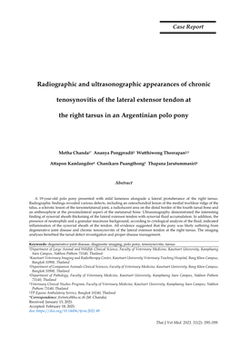 Radiographic and Ultrasonographic Appearances of Chronic