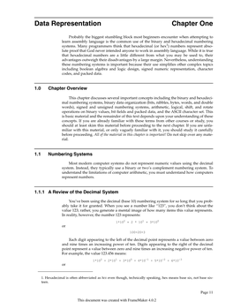 Data Representation Chapter One