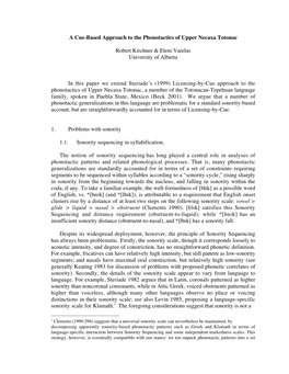 A Cue-Based Approach to the Phonotactics of Upper Necaxa Totonac