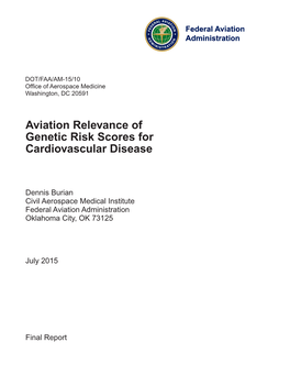 Aviation Relevance of Genetic Risk Scores for Cardiovascular Disease