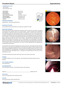 Procedure Report Appendectomy