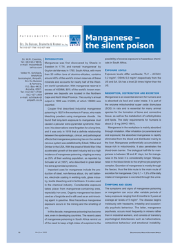 Manganese – the Silent Poison