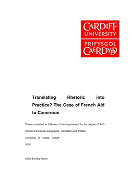 Translating Rhetoric Into Practice? the Case of French Aid to Cameroon