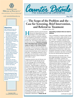 The Scope of the Problem and the Case for Screening, Brief Intervention, and Referral to Treatment