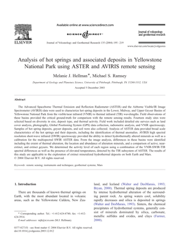 Analysis of Hot Springs and Associated Deposits in Yellowstone National Park Using ASTER and AVIRIS Remote Sensing