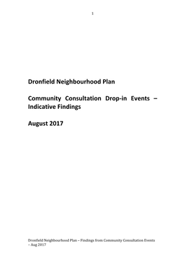 Dronfield Neighbourhood Plan Community Consultation Drop-In