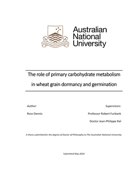 The Role of Primary Carbohydrate Metabolism in Wheat Grain Dormancy and Germination